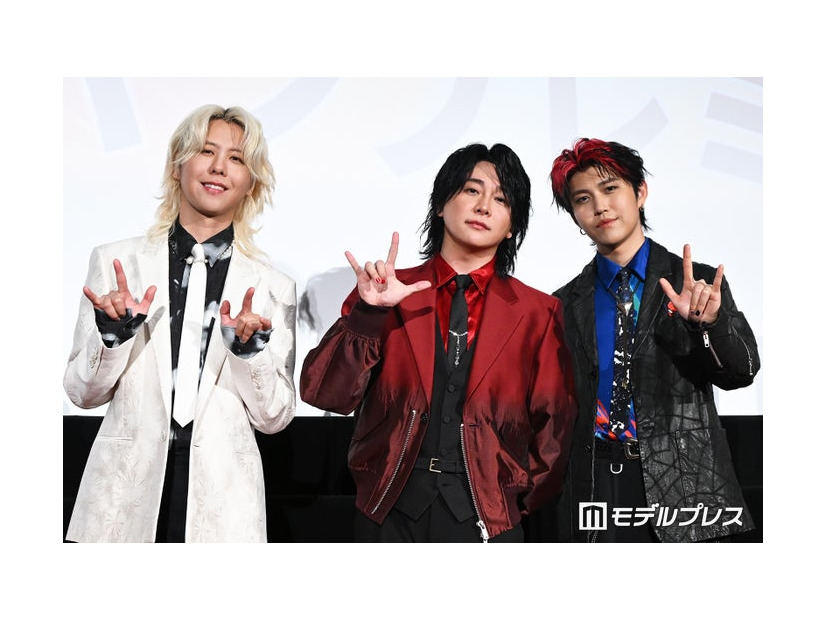 「スパイダーマン：ブランド・ニュー・デイ」ジャパンプレミアイベントに登壇した藤澤涼架、大森元貴、若井滉斗／Mrs. GREEN APPLE（C）モデルプレス