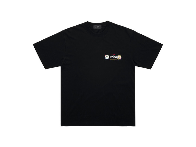 ちいかわ×オリオンビール シーサーのおみやげやさん Tシャツ ブラック_カンパ～イ／©nagano©Uema©Orion