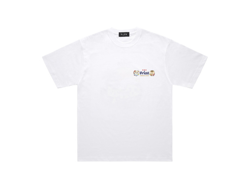 ちいかわ×オリオンビール シーサーのおみやげやさん Tシャツ ホワイト_カンパ～イ／©nagano©Uema©Orion