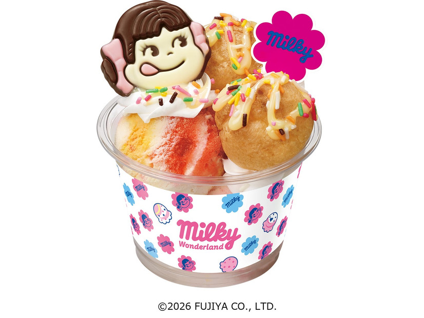 ミルキーシュークリームサンデー850円（C）2026 FUJIYA CO．，LTD．