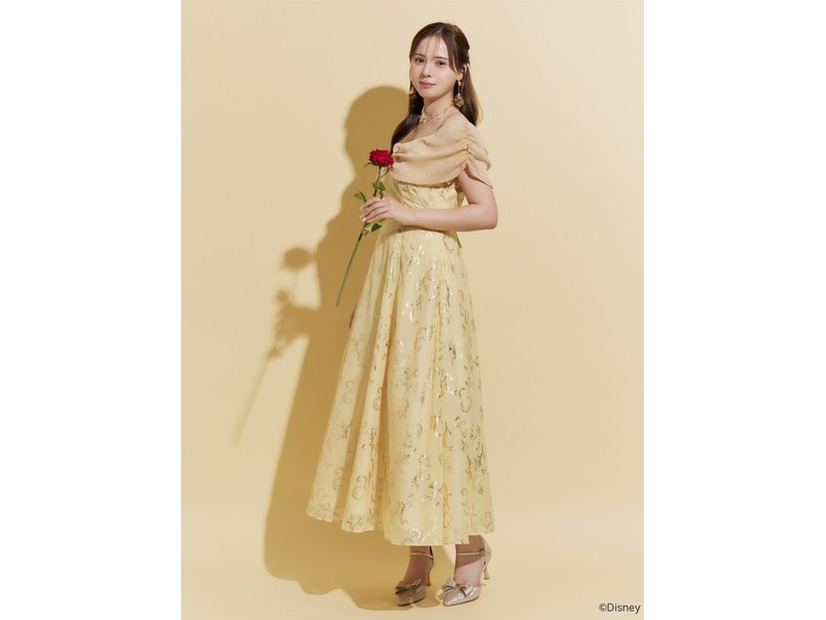 【ディズニーコレクション】美女と野獣/プリントオフショルワンピース／22,000円（税込）