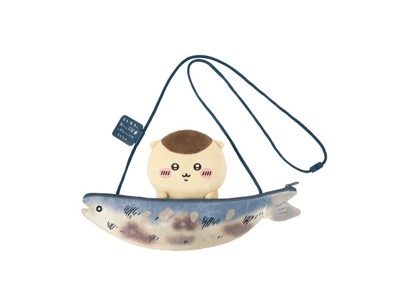 「ちいかわ くりまんじゅうだらけくじ」D賞： 焼きサンマのぬいぐるみポシェット 全1種©nagano