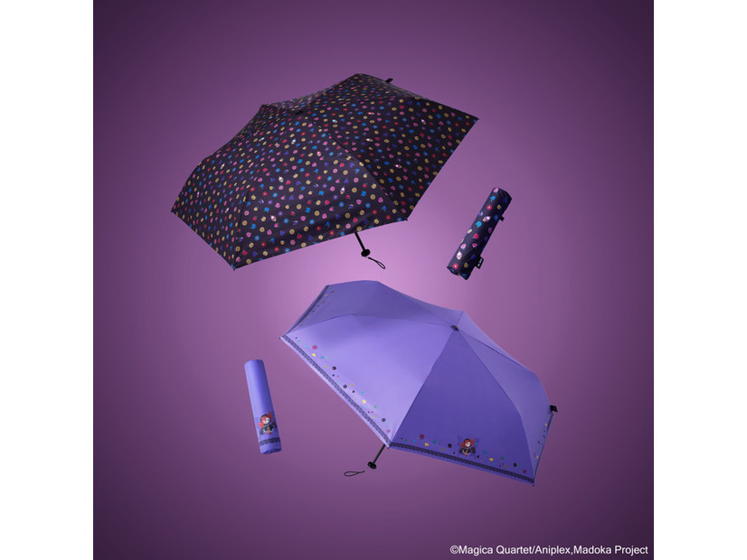 晴雨兼用折りたたみ傘 （ソウルジェム＆花柄）（ベベ柄）各7,700円（税込）／©Magica Quartet/Aniplex,Madoka Project