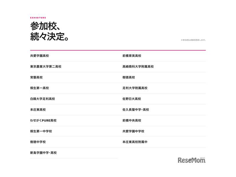 参加校（2026年10月20日時点）