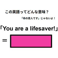 この英語ってどんな意味？「You are a lifesaver! 」