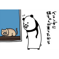 ベランダに猫ちゃん発見。愛犬・梅吉に見せてあげると、お互い同じ反応…【パンダと犬 #34】