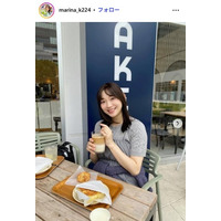 第1子妊娠中・元AKB48小林茉里奈アナ、ふっくらお腹公開「だーいぶ育ってぽんぽこりん」