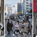 左から、那覇市の新型コロナウイルス検査施設を訪れた人たち。広島市内を歩くマスク姿の人たち。山口県岩国市内を歩くマスク姿の人たち。政府は「まん延防止等重点措置」を沖縄、広島、山口3県に適用すると決定＝7日