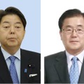 林芳正外相（左）、韓国の鄭義溶外相（聯合＝共同）