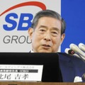 決算発表の記者会見に臨むSBIホールディングスの北尾吉孝社長＝28日午後、東京都港区