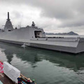 就役した海上自衛隊の新型護衛艦、FFM「くまの」＝22日午後、岡山県玉野市