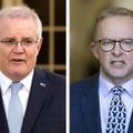 オーストラリアのモリソン首相、アルバニージー労働党党首（いずれもゲッティ＝共同）