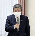 派閥会合であいさつする自民党の森山総務会長代行＝14日午後、東京都千代田区