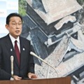 3カ国の首脳らとの会談を終え、取材に応じる岸田首相＝23日午後、熊本市（代表撮影）