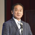 自民党沖縄県連らがつくる県知事候補者選考委員会が開催した公開演説会で演説する前宜野湾市長の佐喜真淳氏＝28日午前、那覇市