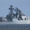 北海道東方の太平洋で活動したロシア海軍の駆逐艦＝9日（防衛省統合幕僚監部提供）
