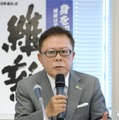 記者会見で参院選への出馬を表明する元東京都知事の猪瀬直樹氏＝5月、国会