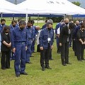 九州北部豪雨から10年の追悼行事で黙とうする参列者＝12日午前、熊本県阿蘇市