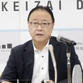 記者会見する経済同友会の桜田謙悟代表幹事＝12日午後、東京都千代田区