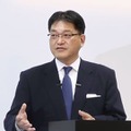 事業説明会で話すホンダの竹内弘平副社長＝13日、東京都内