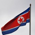北朝鮮国旗＝2017年2月、クアラルンプールの北朝鮮大使館（共同）