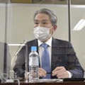 音楽教室からの著作権使用料徴収を巡る最高裁判決を受け、記者会見するヤマハ音楽振興会の大池真人常務理事＝24日午後、東京・霞が関の司法記者クラブ