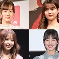 （左上から時計回りに）山下美月、中村麗乃、河田陽菜、佐藤璃果（C）モデルプレス