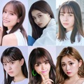 （上段左から）佐々⽊久美、せいら、⽥鍋梨々花、（下段左から）鶴嶋乃愛、ゆいちゃみ、ゆうちゃみ（提供写真）