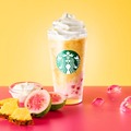 スタバ新作「My フルーツ3 フラペチーノ ゴールデン パイン & グアバ ヨーグルト」全国28の取り扱い店舗に登場 画像