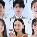 「クレ・ド・ポー ボーテ POPUPイベント」フォトコールに登壇した（上段）ディーン・フジオカ、本田響矢、谷まりあ（下段）泉里香、大政絢、久間田琳加（Cモデルプレス）