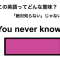 この英語ってどんな意味？「You never know.」 画像