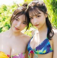 “エリマリ姉妹”Erika＆百瀬まりな、ビキニ姿で美バスト披露「ヤンマガ」表紙登場 画像