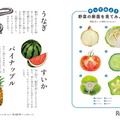 旬の食べ物や、野菜や果物の断面がイラストでわかりやすく説明されている