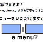 英語で「メニューをいただけますか？」はなんて言う？ 画像