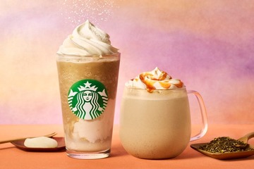 【スタバ新作メニュー】「ほうじ茶 もちっと ミルク フラペチーノ」「ほうじ茶 まろやか キャラメル ティー ラテ」2種類ブレンドの深煎りほうじ茶を使用 画像