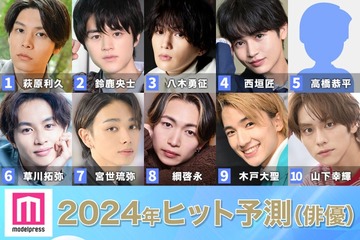 「2024年ヒット予測」俳優部門トップ10  萩原利久＆八木勇征ペアから鈴鹿央士・8LOOM勢までブレイク予想【モデルプレス独自調査】 画像