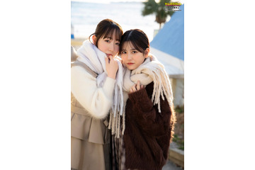 FRUITS ZIPPER月足天音＆真中まな、透明素肌際立つお風呂グラビア「ヤンマガ」登場 画像