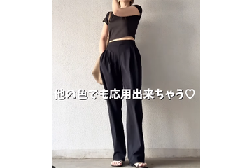 全身【ユニクロ】上下で4,490円なのにこの完成度！ブラック×とろみ素材が叶える大人の都会モノトーン【40代の毎日コーデ】 画像