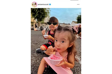 「ママそっくり」鈴木亜美、もうすぐ3歳になる長女のかき氷SHOTに反響「亜美ちゃんの小さい時のお写真かと」 画像