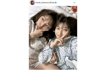 譜久村聖、モー娘。羽賀朱音とのお揃いパジャマSHOTにファン悶絶「めっちゃ可愛い」「姉妹みたい」 画像