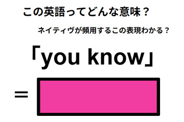 この英語ってどんな意味？「you know」 画像