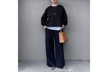 着心地ときちんと感を両立。【GU】きれい見えスウェットパンツが良い！【40代の毎日コーデ】 画像