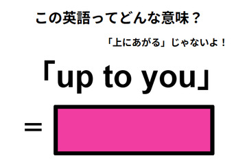 この英語ってどんな意味？「up to you」 画像