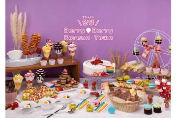 広島で韓国スイーツブッフェ、虹色ケーキや出来立て苺飴など人気のスイーツ勢揃い 画像