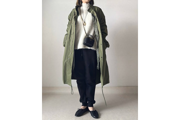 【ユニクロ】ボアスウェットがやっぱり暖かい×ミリタリーコートでこなれ感たっぷりの大人カジュアルに【40代の毎日コーデ】 画像