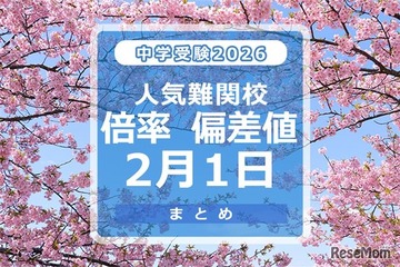 【中学受験2026】人気難関校倍率（2/1版）4模試偏差値 画像