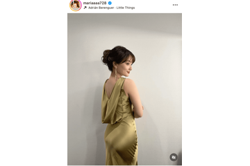 「スタイル抜群」谷まりあ、美ボディライン際立つゴールドドレスSHOに反響「めっちゃセクシー」 画像