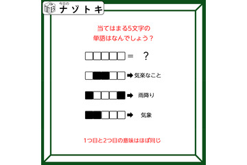 クイズです！「当てはまる５文字の単語はなんでしょう？」白いマスに文字を入れて、３つの単語を考えましょう【難易度LV３.・中辛】 画像