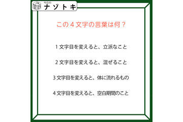 クイズです！「この４文字の言葉はなに？」一文字変えたら別の言葉になります【難易度LV３.・中辛】 画像