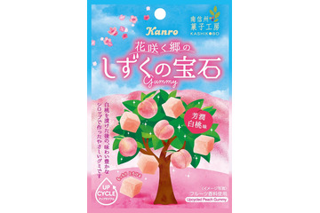 【セブン限定】白桃シロップの濃密な味＆もっちり食感「しずくの宝石グミ芳潤白桃味」新パッケージで登場 画像